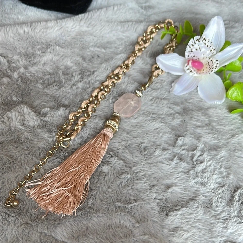 Chico's Gold and Cream Tassel Necklace